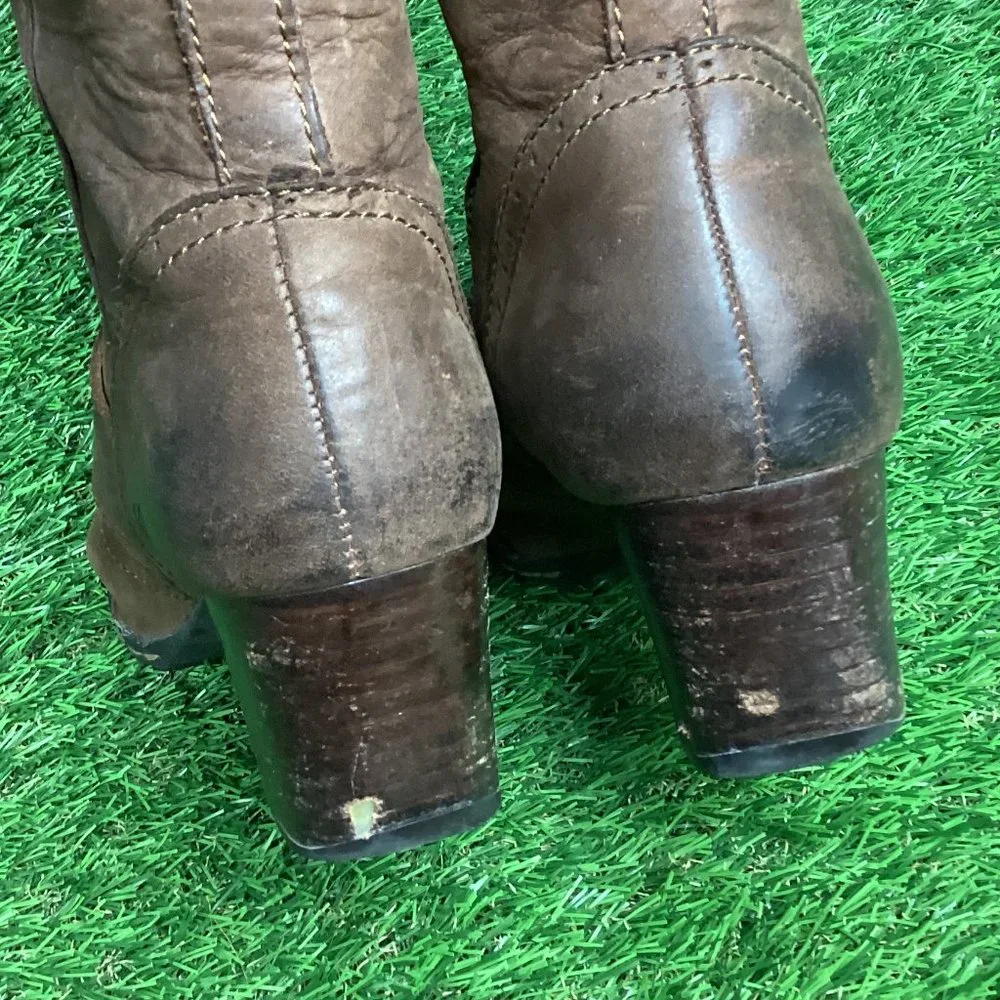 Born Brown Leather Tall Riding Boots Zip Up 6